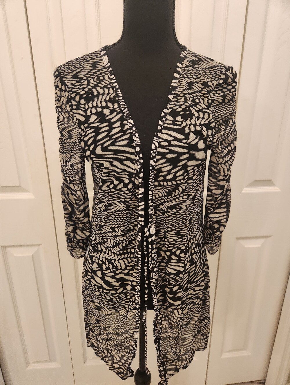 Christina Black & White Patterned Open-Front Women's  Cardigan Or Swim Cover